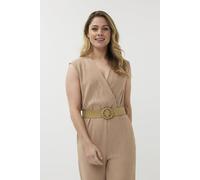 EsQualo Jumpsuit Fancy Crinkle Dark Sand Talla: XL | Monos Outlet | Mujer | Marrón