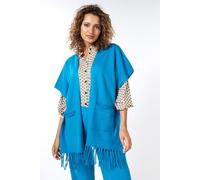 EsQualo Poncho Fringes Petrol Talla: M/L | Ponchos Outlet | Mujer