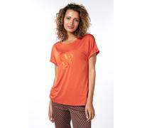 EsQualo T-shirt Modal Turn Up Sleeve Rust Talla: S | Camisetas de Seda Outlet | Mujer | Marrón