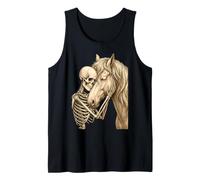 Esqueleto Abrazando Caballo Oscuro Cottagecore estética gótica Camiseta sin Mangas