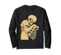 Esqueleto Abrazando el Perro Labrador Halloween Manga Larga