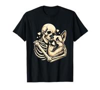 Esqueleto Abrazando Perro Halloween Pastor alemán Amante Perro Camiseta