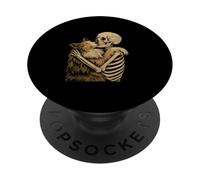 Esqueleto Abrazando Sheltie Dog Halloween PopSockets PopGrip Adhesivo