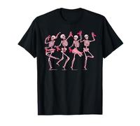 Esqueleto Bailando Cinta Rosa Apoyo de concienciación sobre el cáncer de Mama Camiseta