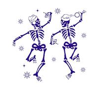 esqueleto bailando navideño feliz navidad Pegatinas de grabado 67.2x67.2cm Decoración de tiendas Azul oscuro