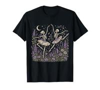 Esqueleto Ballet Bailarina Flor Silvestre Gótico Halloween Camiseta