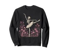 Esqueleto Ballet Bailarina Flor Silvestre Gótico Halloween Sudadera