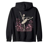 Esqueleto Ballet Bailarina Flor Silvestre Gótico Halloween Sudadera con Capucha