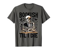 Esqueleto calavera Bookish Til I Die Book Lover Halloween Camiseta