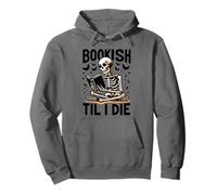 Esqueleto calavera Bookish Til I Die Book Lover Halloween Sudadera con Capucha
