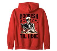 Esqueleto calavera Bookish Til I Die Book Lover Halloween Sudadera con Capucha