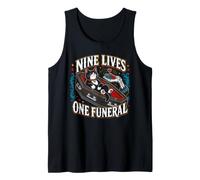 Esqueleto Cat Nine Lives One Funeral Spooky Kitty Lover Camiseta sin Mangas
