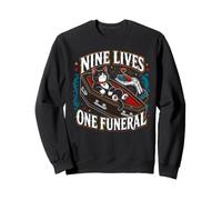 Esqueleto Cat Nine Lives One Funeral Spooky Kitty Lover Sudadera