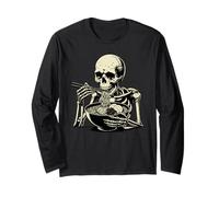 Esqueleto Comiendo Ramen Divertido Disfraz de Halloween Comida Japonesa Manga Larga