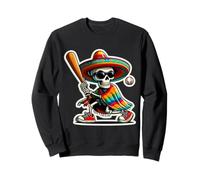 Esqueleto de béisbol mexicano Cinco de Mayo Sombrero Mariachi Sudadera