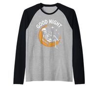 Esqueleto de Buenas Noches en Luna Creciente Camiseta Manga Raglan