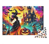 Esqueleto de Calabaza de Halloween Puzzle 1000 Piezas para Adultos, Reto Familiar, Antiestrés, Ejercita Memoria para Familia, Regalos 300pcs (40x28cm)