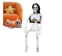 Esqueleto de decoración al aire libre de Halloween, adornos de esqueleto, esqueleto de terror con cabello colorido, huesos realistas del cuerpo humano, accesorios de la casa embrujada para la