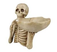 Esqueleto de Halloween Candy Tably - Recipiente de almacenamiento de calaveras, de resina, soporte decorativo para mesa de mesa, accesorios de fiesta, aperitivos, exposición de vacaciones