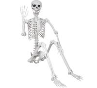 Esqueleto de Halloween de tamaño Natural, 180 cm, Esqueleto de Cuerpo Entero con articulaciones móviles para Accesorios de Halloween, decoración de Fiesta Espeluznante (1piezas)