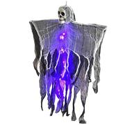 Esqueleto de Halloween, decoración del Esqueleto Colgante con Luces LED y Brazos Ajustables, Decoraciones de Halloween de Miedo al Aire Libre para la Fiesta de la casa embrujada, púrpura, decoración
