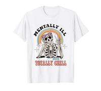 Esqueleto de Halloween Groovy mentalmente enfermo pero totalmente frío Camiseta