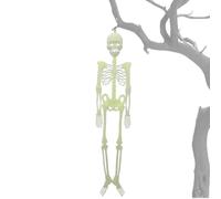 Esqueleto de Halloween | Huesos de cráneo que brillan en la oscuridad de 150 cm | Esqueleto plano colgante para puertas - Para fiestas, bares, jardín, patio, pared, escalofríos, exteriores cementerio