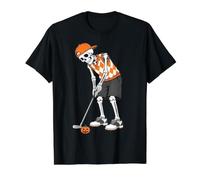 Esqueleto de Halloween Jugando al Golf Divertido Golfista niños Hombres Camiseta gráfica económica, Hombre, Negro, L