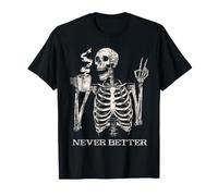Esqueleto de Halloween Tomando café: Nunca se ha Visto Tan Camiseta