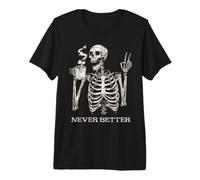 Esqueleto de Halloween Tomando café: Nunca se ha Visto Tan Camiseta Premium