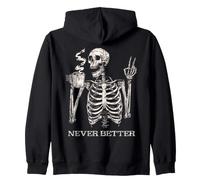 Esqueleto de Halloween Tomando café: Nunca se ha Visto Tan Sudadera con Capucha