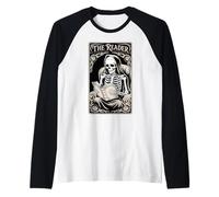 Esqueleto de Historia gótica Estilo Tarot Amante de los Libros Camiseta Manga Raglan