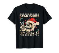 Esqueleto de Papá Noel Espeluznante de Navidad Dead-Inside But Jolly AF Camiseta