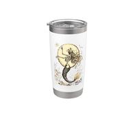 Esqueleto de sirena iluminado por la luna Místico Halloween Fantasía Gó Vaso térmico de acero inoxidable de doble pared