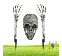Esqueleto de suelo de polipropileno de 3 pulgadas | Decoración de calavera de jardín - Juego de esqueletos de 3 piezas realista y resistente a la intemperie, ideal para el del jardín de