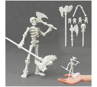 Esqueleto decorativo de Halloween, 15 cm, miniesqueleto de cuerpo completo con articulaciones móviles, accesorio de gnomo para Halloween, casa, fiesta, decoración (blanco)