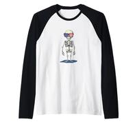 Esqueleto del 4 de Julio con Gafas de Sol Amazing America Camiseta Manga Raglan