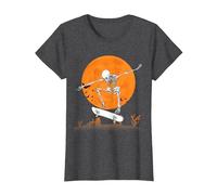 Esqueleto Disfraces de Halloween para Hombres Mujeres niños Camiseta, Mujer, Jaspeado Oscuro, XL