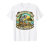 Esqueleto Divertido Esperando Que suceda Algo en Oak Island Camiseta