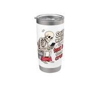Esqueleto divertido esperando un mensaje de texto de mi enamorado Vaso térmico de acero inoxidable de doble pared