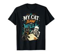 Esqueleto Divertido Mi Gato VIO la voluntad Spooky Kitty Lover Camiseta