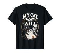 Esqueleto Divertido Mi Gato VIO la voluntad Spooky Kitty Lover Camiseta