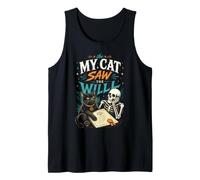 Esqueleto Divertido Mi Gato VIO la voluntad Spooky Kitty Lover Camiseta sin Mangas