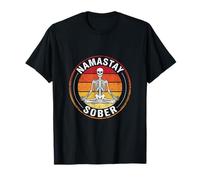 Esqueleto Divertido y Sobrio de Namastay meditando sobre sobriedad Vintage Camiseta