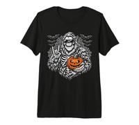 Esqueleto Espeluznante de pie Grande, Halloween y Jack O Lantern Camiseta Premium