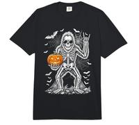 Esqueleto Espeluznante de pie Grande, Jack O Lantern y Halloween Comfort Colors Adult Heavyweight T-Shirt