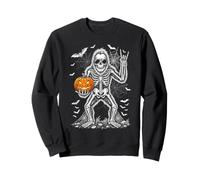 Esqueleto Espeluznante de pie Grande, Jack O Lantern y Halloween Sudadera