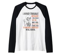 Esqueleto Evito Problemas Porque Tengo Miedo De Mí Divertido Camiseta Manga Raglan