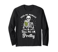 Esqueleto Feed Pickles Tell Me Pretty Pickle Lover Halloween Manga Larga