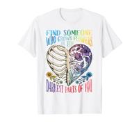 Esqueleto Floral, Costilla, Encuentra a Alguien, cultiva Camiseta gráfica económica, Hombre, Blanco, L